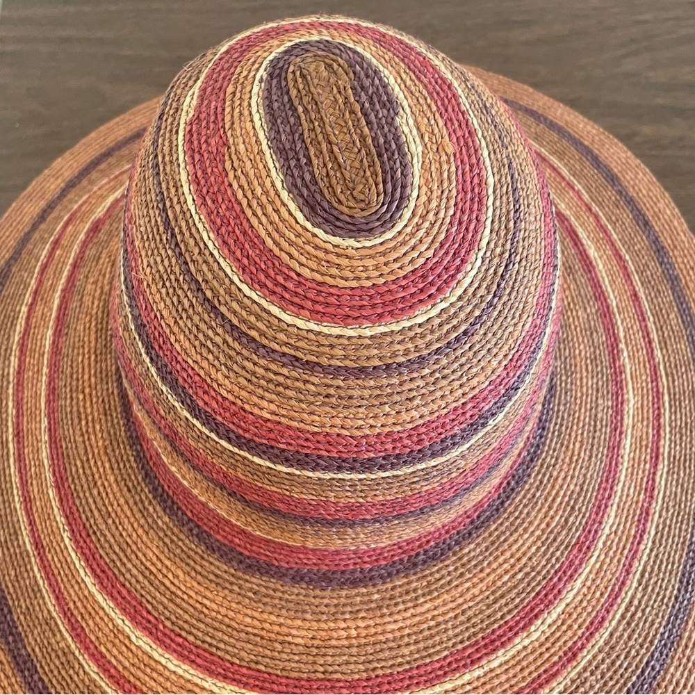 SOLD Helen Kaminski Hat Wide Brim Sun Raffia Womens Multicolor Summer Beach - Picture 6 of 15
